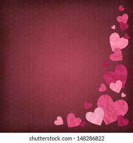 Vector illustration vintage background paper hearts