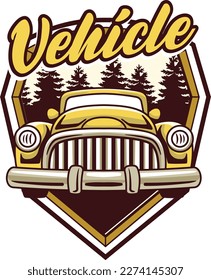 Vector illustration of vintage badge cars