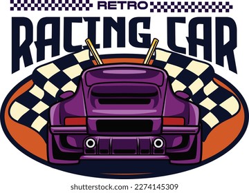 Vector illustration of vintage badge cars