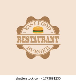 vector illustration of vintage burger label for restaurant