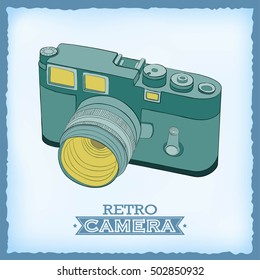 Vector illustration of vintage camera, drawn by hand