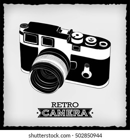 Vector illustration of vintage camera, drawn by hand