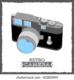 Vector illustration of vintage camera, drawn by hand