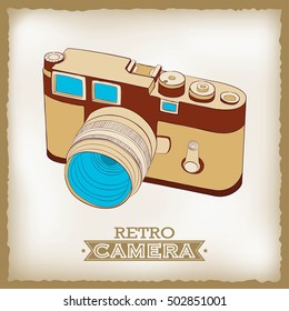 Vector illustration of vintage camera, drawn by hand