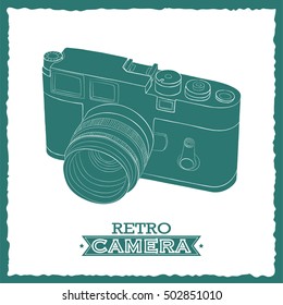 Vector illustration of vintage camera, drawn by hand