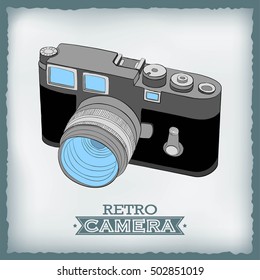 Vector illustration of vintage camera, drawn by hand