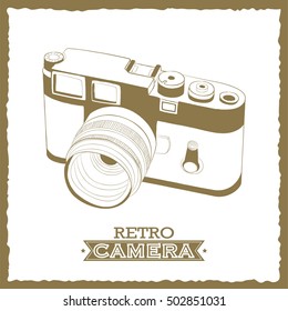 Vector illustration of vintage camera, drawn by hand