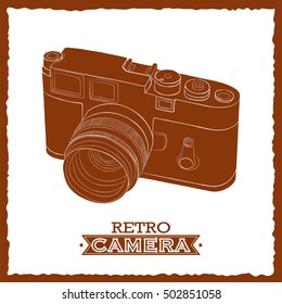 Vector illustration of vintage camera, drawn by hand