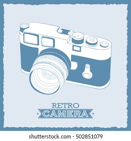 Vector illustration of vintage camera, drawn by hand