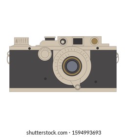 Vector illustration vintage camera grey on white background straight
