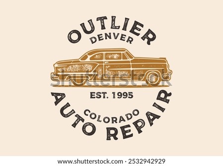 Vector illustration of Vintage Car Illustration for Classic Garage or Automotive Custom Retro 