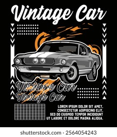 vector illustration vintage car with poster design style