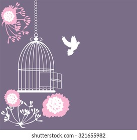 vector illustration of a vintage card with cage open