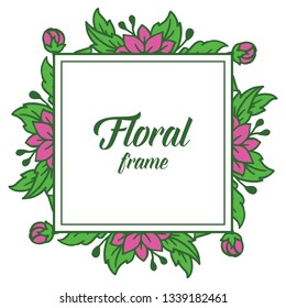 Vector illustration vintage card with purple floral frame