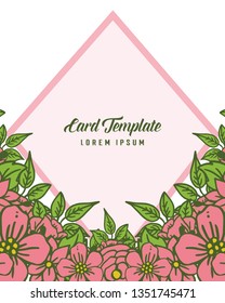 Vector illustration vintage card template style with crowd pink flower frame hand drawn