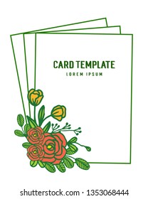 Vector illustration vintage card template style with beauty green leafy flower frame