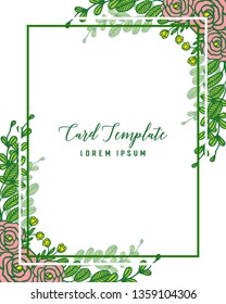 Vector illustration vintage card template with texture of rose flower frames blooms