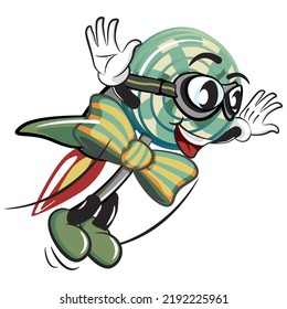 vector illustration of a vintage cartoon lollipop with rocket
