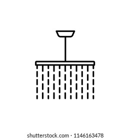 Vector illustration of vintage ceiling lamp. Line icon of crystal light. Waterfall chandelier. Home & office lighting. Isolated object on white background.