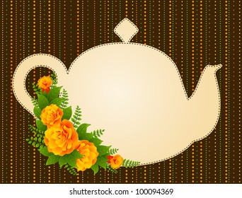 Vector illustration of vintage ceramic tea pot with beautiful flowers