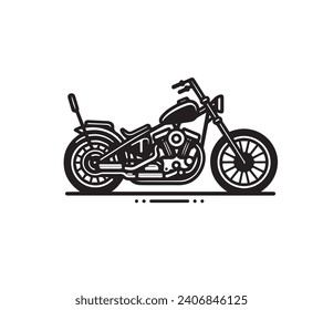 Vector illustration of a vintage chopper motorbike in black and white