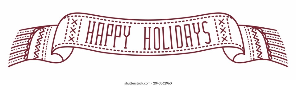 Vector illustration with vintage Christmas ribbon Christmas scarf