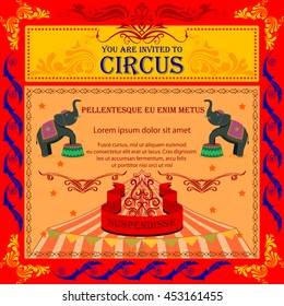 vector illustration of Vintage Circus Cartoon Poster Invitation for Party, Carnival and Advertisement