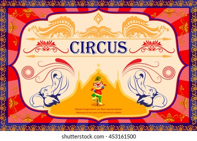 vector illustration of Vintage Circus Cartoon Poster Invitation for Party, Carnival and Advertisement