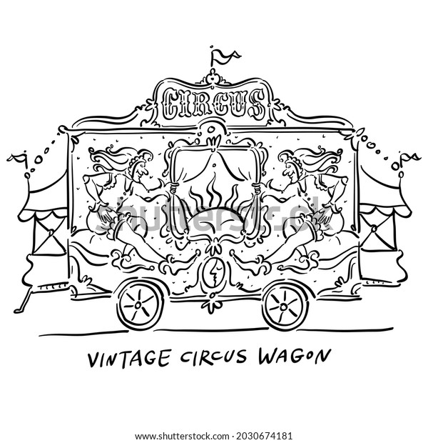 Vector Illustration Vintage Circus Wagon Stock Vector (Royalty Free ...