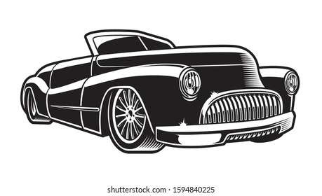 Vector illustration of a vintage classic car on a light background. The illustration has a light color background.