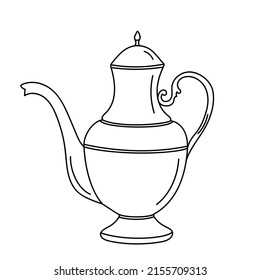 Vector illustration of a vintage coffee pot in doodle style isolated on a white background.