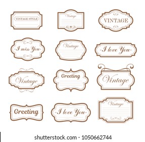 Vector illustration vintage collection retro and antique frames, labels, emblems and ornamental design elements on white background.