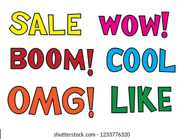 Vector illustration. Vintage comics book poster. Colored funny font.