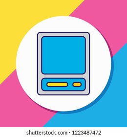 Vector illustration of vintage computer icon colored line. Beautiful laptop element also can be used as technology icon element.