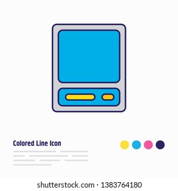 Vector illustration of vintage computer icon colored line. Beautiful notebook element also can be used as technology icon element.