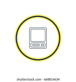 Vector Illustration Of Vintage Computer Outline. Beautiful Laptop Element Also Can Be Used As Pda Element.