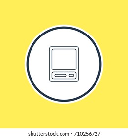 Vector Illustration Of Vintage Computer Outline. Beautiful Notebook Element Also Can Be Used As Pda Element.