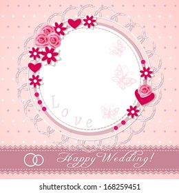 vector illustration vintage congratulation wedding card  - eps10