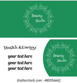 Vector illustration. Vintage decorative elements. Set of business card and invitation card templates with lace ornament. Hand drawn.