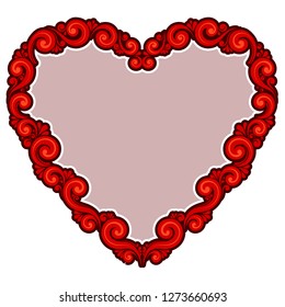 Vector illustration of vintage design red heart shape on isolated background for Valentine Day.