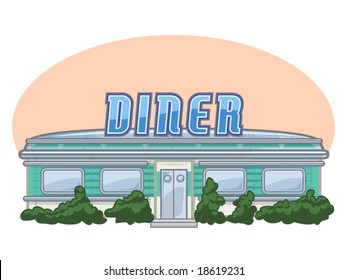 vector illustration of a vintage diner