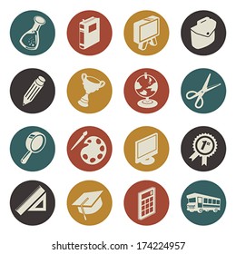 A vector illustration of vintage education icons