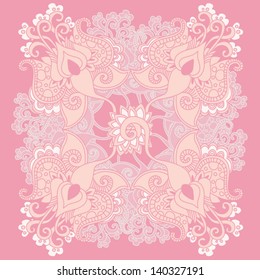 Vector illustration of Vintage elegant pink Indian pattern for your design