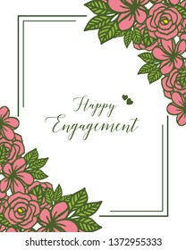Vector illustration vintage floral frame for ornate of happy engagement hand drawn