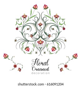 Vector illustration of a vintage floral ornament, frame. Ideal for invitations to a wedding, anniversary, greeting cards.