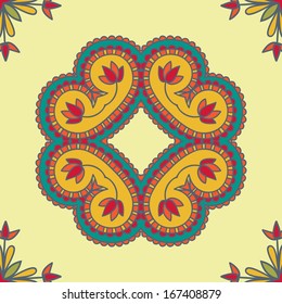 Vector illustration with vintage floral pattern for print, embroidery.