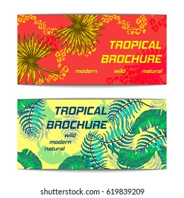 Vector Illustration of Vintage Flyer. Summer on beach brochure template. Tropical sketch