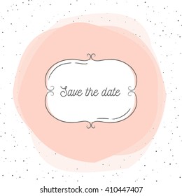 Vector illustration of vintage frame on the tender pink background. Inscription - save the date. Wedding invitation template.