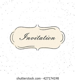 Vector illustration of vintage frame on the texture background. Invitation template.