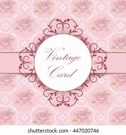 Vector illustration of a vintage frame on floral background for invitations and birthday cards.